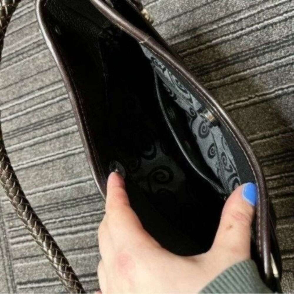 Brighton Smooth Leather Womens Shoulder Bag Structured Croc Detail - Picture 8 of 10